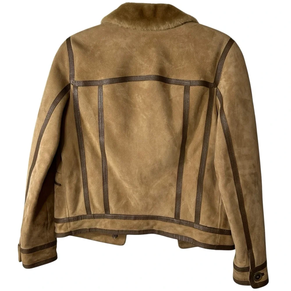 Louis Vuitton Shearling Suede Mouton Jacket Lamb Fur IT 36